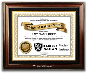Las Vegas RAIDERS NATION NFL Football Fan Zertifikat Diplom - TOLLES WEIHNACHTSGESCHENK - Bild 1 von 2