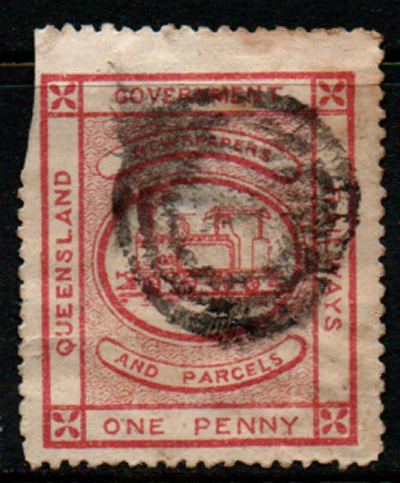 Queensland 1d red "Government Railways" stamp used. - Image 1 of 1