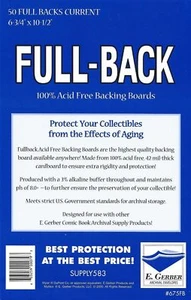 E. Gerber 50 Full Back CURRENT (Modern) 42pt Acid Free Backing Boards 675FB - Picture 1 of 1