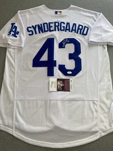 LOS ANGELES DODGERS NOAH SYNDERGAARD AUTOGRAPH #43 WHITE NIKE JERSEY JSA AI81832 - Picture 1 of 4