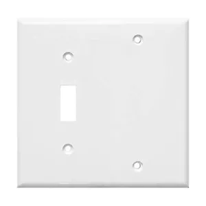 (1 pc) 2-Gang Wall Plate Cover White Toggle Switch Blank Lexan Unbreakable - Picture 1 of 1