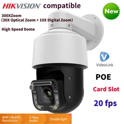 Hikvision Compatible 4K 8MP 20fps 300X ZOOM High Speed Dome PTZ IP Camera Card@ - Image 1 of 4