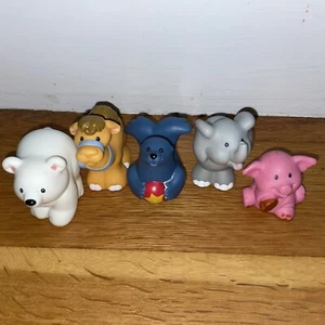 Fisher Price Little People Lot 5 Zoo Animals Polar Bear,camel,elephant,Seal,pig - Picture 1 of 4