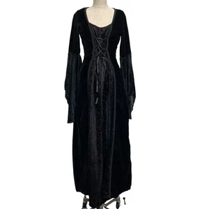 Vtg Lip Service Sz M Gothic Renaissance Velvet Dress Whimsigoth Vampire Rare - Picture 1 of 16
