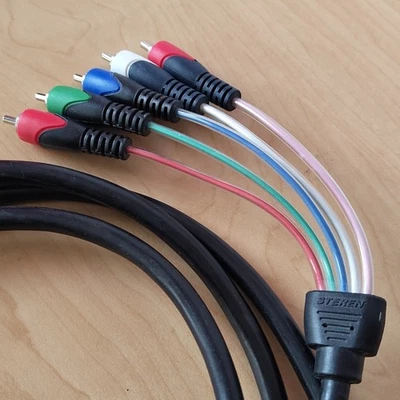 Ótimo! Cabo A/V estéreo 6 pés 5-RCA componente alta qualidade macho para macho - Imagem 1 de 4