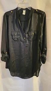 Damen-Tunika Oberteil West 36th Größe Large schwarz Rollriegelärmel - Bild 1 von 6