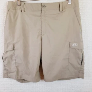 Under Armour Men's Cargo 34 Shorts UA  Mantra 10″ HeatGear Casual  Khaki - Picture 1 of 17