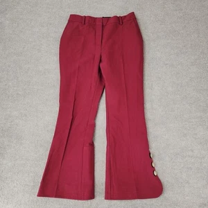 Derek Lam 10 Crosby Pants Womens Size 6 Red Flare Slit Hem Gold Button Stretch - Bild 1 von 9