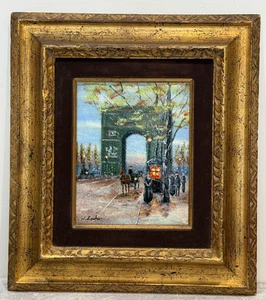 Pintura Esmalte sobre Triunfo y Avenida de los Campos Elíseos enmarcada en cobre - Imagen 1 de 9