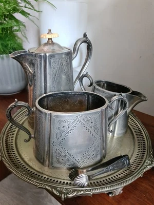 Antique Deykin And Sons 5 piece Tea Set Silver Plated 19th century  - Image 1 of 4