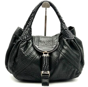 FENDI Spy Bag Zucca Hand Bag Purse Leather Black Authentic  Japan - Picture 1 of 18
