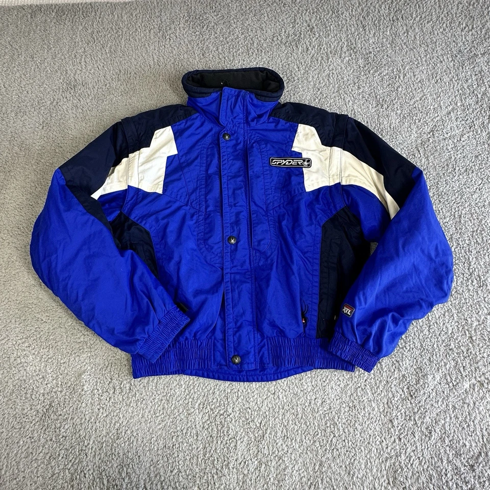 Chaqueta Spyder De Colección Para Hombres Pequeña Azul Esquí Con Capucha Aislante Mangas Extraíbles Foto 1 de 4