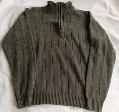 Cárdigan Oscar De La Renta Para Hombres L Marrón Pullover 1/4 Cremallera Cuello Alto Usado Foto 1 de 4