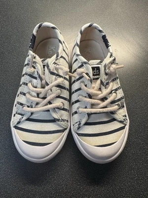 Toddler girl Size 7 KEDS with Side Closure Navy Blue Stripe Shoe   - Image 1 of 4