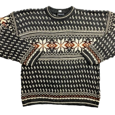 VINTAGE Structure Nordic Sweater Mens XL Gray Fisherman Knit Pullover - Image 1 of 4