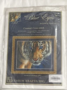 Kustom Krafts BLUE EYES Tiger Collin Bogle Counted Cross Stitch Kit 35017 - Picture 1 of 3