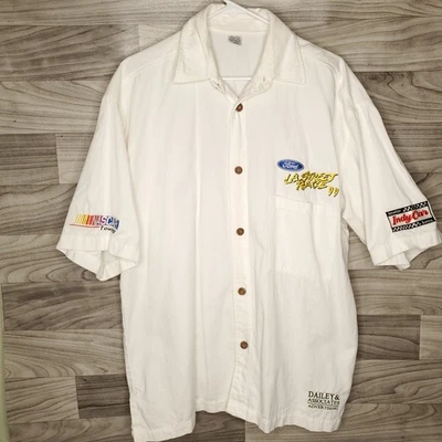 Vtg Nascar Touring L.A. Street Race 1999 Button Up White Short Sleeve Shirt RARE - Image 1 of 4