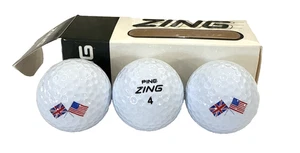 Pelotas de golf blancas manga Ping Zing de Karsten 3 1992 logotipo de EE. UU./Reino Unido - Imagen 1 de 6