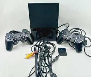 PlayStation 2 (PS2) Slim Console Bundle Sony Black Accessories Included! 15Gam - Picture 1 of 21