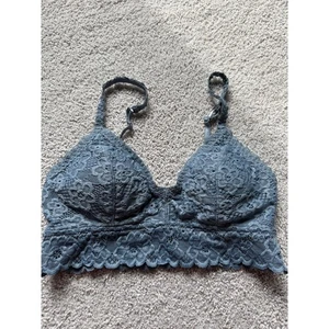 Women's Grey Lace Bralette Bralette Comfort Wireless Bralette Small - Picture 1 of 4