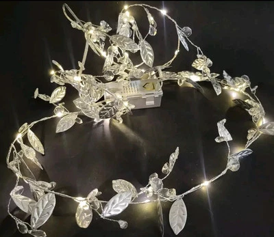 6' Decorative Crystal and Magnolia Light Strand in Silver by Kim Gravel - Image 1 of 4