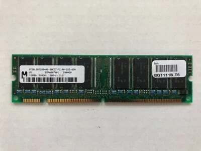 128MB RAM Memory MT16LSDT1664AG-10EC7 PC100-222-620 128MB, Synch, 100Mhz - Image 1 of 2