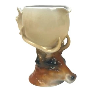 Antique Royal Bayreuth Porcelain Elk Stag Stirrup Cup Small Pitcher Bavaria U45 - Picture 1 of 10