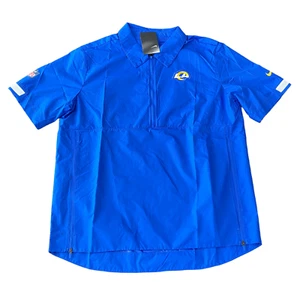 Nike LA Rams Sideline Coaches Half-Zip Short Sleeve Jacket Royal Blue S - Picture 1 of 8