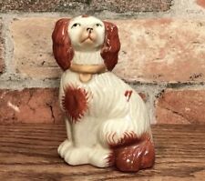 Staffordshire Red & White Spaniel Dog Miniature Porcelain Figurine