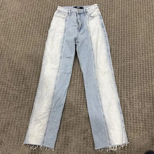 EUC Hollister Ultra High Rise Dad 2 Toned Jean Vintage Stretch Sz 1R W25 X 31”L - Picture 1 of 3