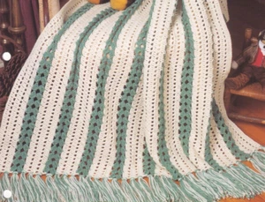 Afghan Crochet Pattern STRIPED DELIGHT One-Piece Classics - Picture 1 of 2