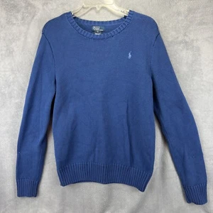 Polo Ralph Lauren Sweater Youth Blue Cotton Crewneck Pullover 36 in Chest Boys - Picture 1 of 12