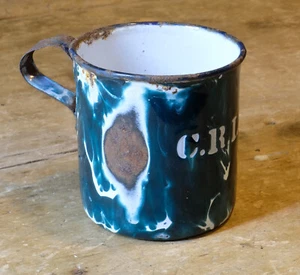 Chicago Rock Island & Pacific Railroad Chrysolite Graniteware Worker Water Cup - Bild 1 von 18