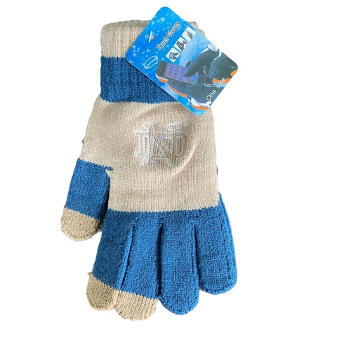 Notre Dame Knit Touch Gloves~Fighting Irish~Unisex~One Size Blue Gold ND Cover