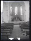 FRANCE Eglise Interieur c1930 Photo NEGATIVE Plaque de verre Vintage Vr1
