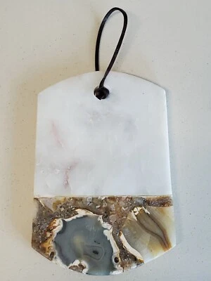 Pequena tábua de corte de mármore 2 tons de pedra nova 8 x 6 feita na Índia - Imagem 1 de 4