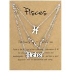 3Pcs Constellation Zodiac Layer Necklace For Women Girls Horoscope Sign Metal