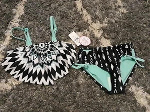Girls justice geo glitter 2pc bikini size 6 brand new w/removable straps  - Picture 1 of 3