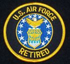UNITED STATES  AIR FORCE  "RETIRED" Patch 3" Patch Round with Gold Letters