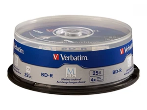  VERBATIM M Disc 25GB BD-R 4X Branded Logo 25 pk Spindle 98909 - Picture 1 of 3