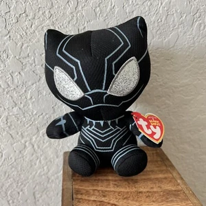 Marvel TY Beanie Babies Collector Black Panther Plush 6 Inch NWT - Picture 1 of 5