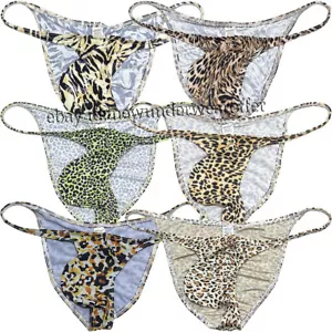 Men Leopard Bikini Briefs Underwear Bulge Pouch Panties Ruched Back Hipster Pant - Picture 1 of 24