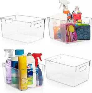 Clear Plastic Storage Bins – Pantry Organizers & Storage Containers, Cabinet Org - Picture 1 of 12