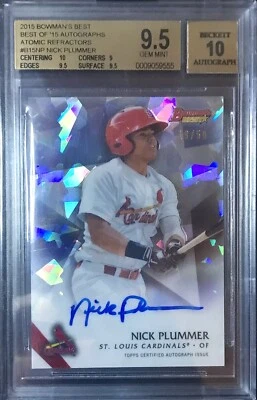 Nick Plummer 2015 Bowman’s Best BGS 9.5 GM Atomic Refractor Auto /50 Mets Pop 5 - Image 1 of 3