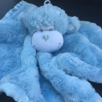 猴子 Lovey 安全毯 蓝色 毛绒 Blankey 棉 糖果 拥抱  — 第 1/4 张图片