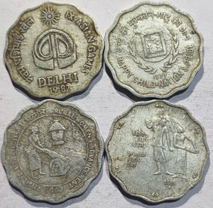 REPUBLIC INDIA 10 PAISE 4 COMMEMORATIVE ALUMINIUM OLD COINS LOT - Picture 1 of 3