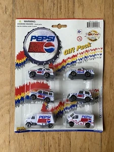 Vintage Pepsi Die Cast Metal Car Set Gift Pack Golden Wheel 6 Set Truck Van SUV - Picture 1 of 9