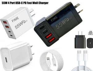 55W 4 Port USB-C PD Fast Charging Wall USB C Charger Plug Power Adapter Type-C - Picture 1 of 37