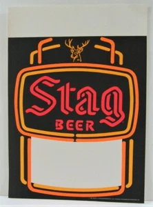 Vintage Stag Beer Store Adv Neon Style Thin Cardboard Shelf Price Sign Old Stock - Picture 1 of 1