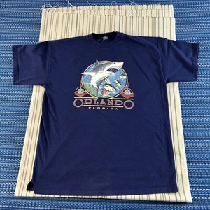 VTG 1995 Orlando Florida Shirt Mens XL Blue Shark Ocean Beach USA MADE #7611 - Picture 1 of 12